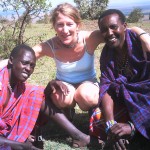 Cheryl with two of her Maasai elders and colleagues